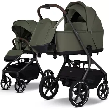 Kočárek MY JUNIOR kombinovaný kočárek Mavi se skládací korbou Olive Green