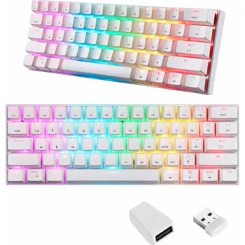 Klávesnice Bezdrátová mechanická klávesnice Motospeed SK62 White (červený spínač)