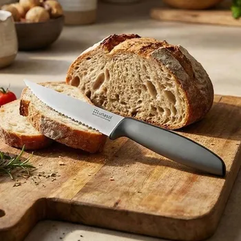 Kuchyňský nůž Univerzální nůž se zubatou čepelí SOLA LUNASOL 11,5 cm šedý