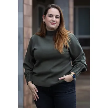 Dámské oblečení N.EVERY DAY Svetr se stojákem LOVIE Barva: Khaki, Velikost: M/L