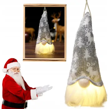 Vánoční dekorace SKŘÍTEK GNÓM LED NA VÁNOCE DÁREK VÁNOČNÍ GNÓM POD STROMEČEK SVÍTÍCÍ