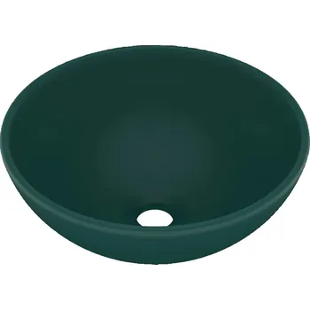 Kulaté umyvadlo na desku, keramické, matná tmavě Zeleň, 32,5x14 cm