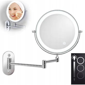 Zrcadlo Kosmetické zrcátko s LED osvětlením a zvětšením 1X/10X, ZRCADLO ZRCADLO