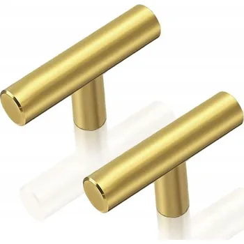 Nábytkové kování Nábytková úchytka reling pro skříňky a zásuvky, zlatá barva, tvar T, 5 cm, 20 ks