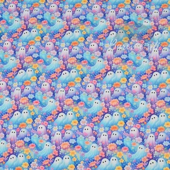 Teplákovina Duchové květin (E) 0,6m/ks (Kvalitní teplákovina Bella)