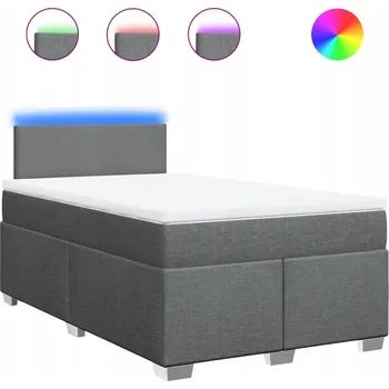 Postel Kontinentální postel 200x120 cm tmavě šedá s LED osvětlením, matrace
