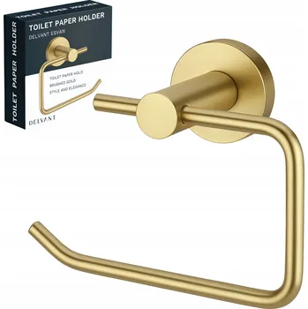 DRŽÁK TOALETNÍHO PAPÍRU ZÁVĚSNÝ KOUPELNOVÝ KOVOVÝ DELVANT ESVAN ZLATÝ