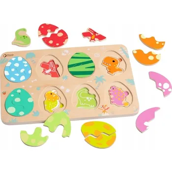 Dřevěná hračka DŘEVĚNÉ SKLÁDACÍ PUZZLE EDUKAČNÍ ZVÍŘÁTKA DINOSAUŘI CLASSIC WORLD