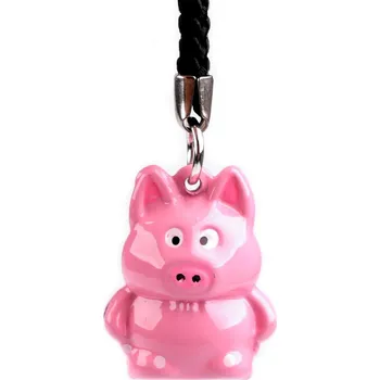 Náramek Přívěsek na klíče rolnička tučňák, panda, smajlík, myš, opice, malé, 13 růžová sv. prasátko