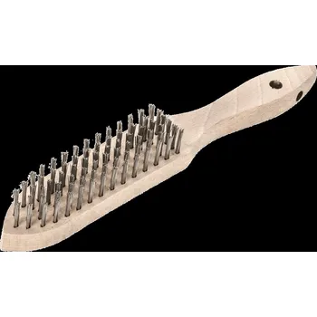 Drátěný kartáč Lessmann 103761 | Ruční kartáč Standard dřevěná rukojeť 6-radová, nerezový drát rovný 0,30