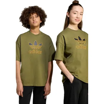 Dětská móda Dětské bavlněné tričko adidas Originals JZ4078 zelená 91X, vel. 176