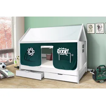 Dětská postel Dětská domečková postel KIDS fotbal - BÍLÁ 200x90 cm