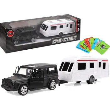 autíčko Mamido Autíčko Jeep Black Camper s obytným přívěsem