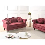 Pohovka dvoumístná velurová červená sametová retro glamour styl obývací pokoj Beliani