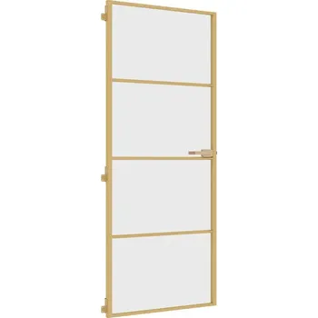 Interiérové dveře Interiérové dveře z tvrzeného skla s hliníkovým rámem, zlaté, 83x201 cm