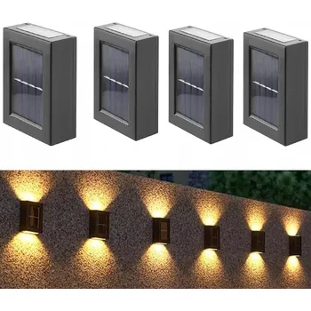 Venkovní osvětlení SOLÁRNÍ LAMPA LED x 4 DO ALTÁNKU NÁSTĚNNÁ ZAHRADNÍ FASÁDNÍ VENKOVNÍ IP65