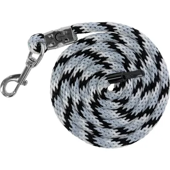 Vodítko pro koně Mustang, s běžnou karabinou, stříbrná/černá/bílá, 200 cm