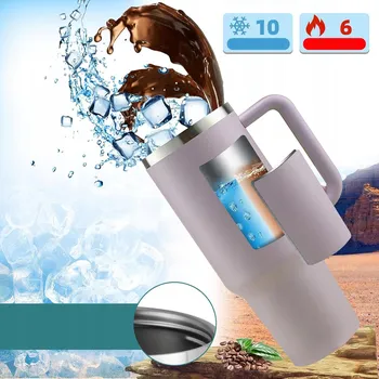 HRNEK TERMICZNY 1200 ML S BRČKEM A NÁUSTKEM, TERMOSKA DO AUTA FIALOVÁ