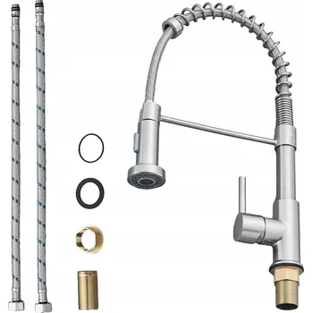 Vodovodní baterie KUCHYŇSKÁ BATERIE STOJÍCÍ S VYTAHOVACÍ SPRCHA ČERNÁ STŘÍBRNÁ NEREZOVÁ OCEL