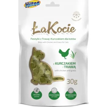 Krmivo pro kočku Hilton pastilky s trávou a kuřetem, přírodní pamlsek pro kočky 30g