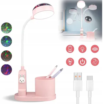 Lampička Stolní lampička pro děti, akumulátorová s držákem na tužky pro učení