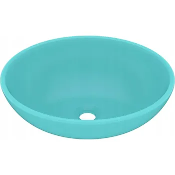 Oválné keramické umyvadlo matné světle zeleň 400 x 330 x 135 mm