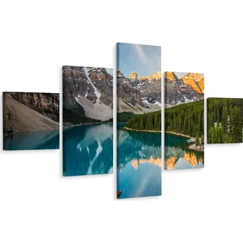 Obraz Vícedílný obraz HORY Les Jezero 3D 150x90