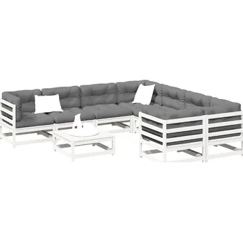 9dílná zahradní sedací souprava bílá masivní borové dřevo Bílá3299366