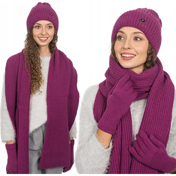 Čepice Biskupská Sada: Čepice, Šála, Rukavice 3v1 - Zimní Teplá Sada