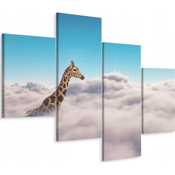 Obraz Čtyřdílný obraz Žirafa Zvíře Oblaka 3D 80x50