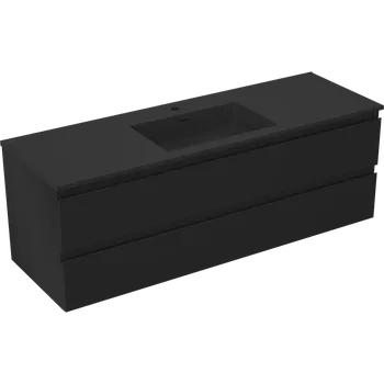 Koupelnový nábytek Mexen Orio koupelnová skříňka 140 cm s umyvadlem Otis, 2 šuplíky, černá mat - 91A10-14047-2-BFF71-W18M71 Skříňky s umyvadlem