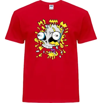 Pánské tričko levne-bavlnene-tricko-potisk-oblicej-bart-simpson Barva: Red - červená, velikost: S