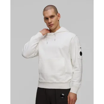 Pánská mikina Bílá Pánská Mikina C.p. Company Cotton Diagonal Fleece Resist Dyed Hooded Lens 18cmss099a110044g-103
