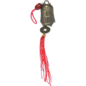 Zvonek štěstí velký mosazný, symboly štěstí,ochrany a prosperity