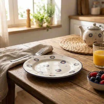 Talíř Keramický dezertní talíř FOLKLOR KOLOLKA KREMOWY 20 cm