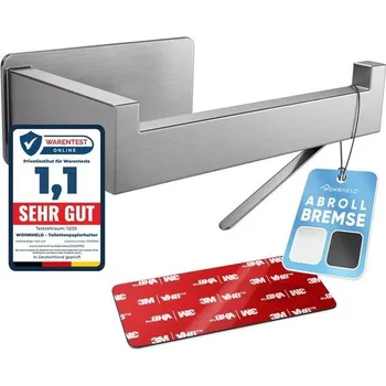 Věšák Držák toaletního papíru bez vrtání | S brzdou odvalování | Extrémně stabilní lepící montáž | Držák