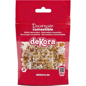 Přisada na vaření a pečení Cukrové zdobení hvězdy a sněhové vločky - bílozlaté 100g - Dekora