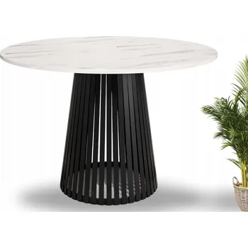 Jídelní stůl Stylový stůl s kulatou deskou 110 cm Viero – barva bílý mramor Bianco