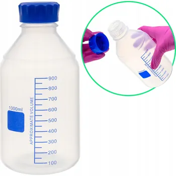 Láhev Laboratorní plastová láhev PP s uzávěrem GL45, objem 1000 ml, s měřítkem