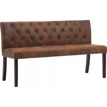 Zahradní lavice Klasická retro lavice s opěradlem a knoflíky, hnědá, 148,5 x 52 x 84,5 cm