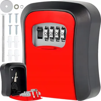 Železářství Skříňka na klíče RETOO s číselným zámkem, černá, 1 police