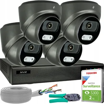 Bezpečnostní kamera Sada 4 Grafitových IP Kamer 8MP 4K POE Detekce Osob a Vozidel HDD 2TB