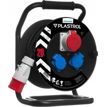 Napájecí kabel Prodlužovací Kabel kabel Plast-Rol na bubnu 20 m, 3 ks , červený