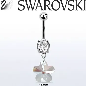 Piercing Piercing s visacím Swarovski krystalem ve tvaru květiny z chirurgické oceli 316L (Visací piercing s květinovým Swarovski® krystalem – ocel 316L)