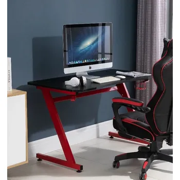 Herní počítačový stůl s držákem na nápoje | černá + červená