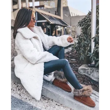 Dívčí sněhule Dámské Kožené Sněhule S Kožešinou Camel Alexa 36