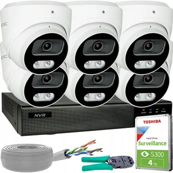 Bezpečnostní kamera Monitorovací sada 6 IP kamer 8MP 4K POE s detekcí lidí a vozidel, HDD 4TB