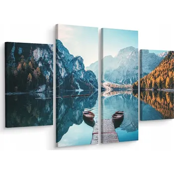 Obraz Čtyřdílný obraz HORSKÁ KRAJINA Jezero 3D 80x60