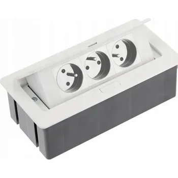 Elektrická zásuvka Prodlužovací kabel do zásuvky na stůl, měkký bílý GTV, 3 zásuvky