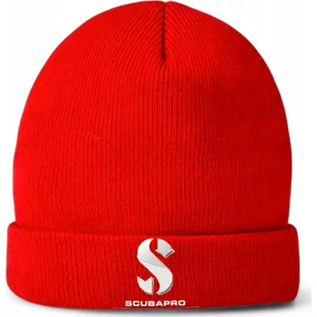 Čepice Pletená čepice SCUBAPRO červená klasická pohodlná zimní teplá